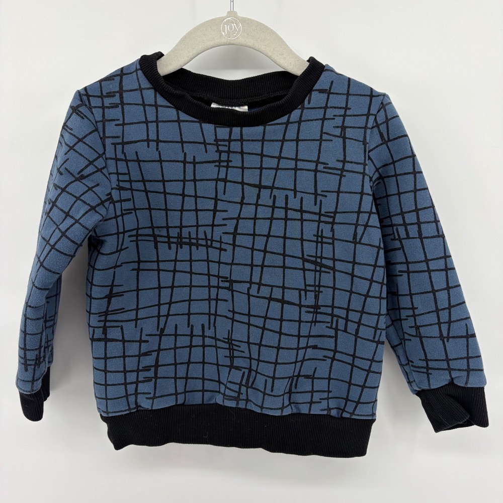 Tiny Tribe Boys Blue Grid Sweatshirt & Joggers Matching Sweatsuit Outfit Set 3T